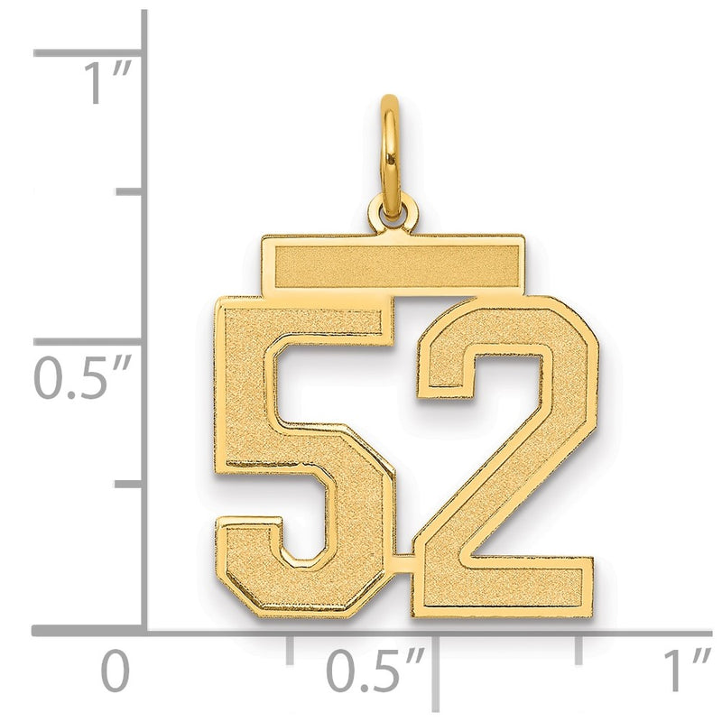 14K Yellow Gold Medium Satin Number 52 Charm