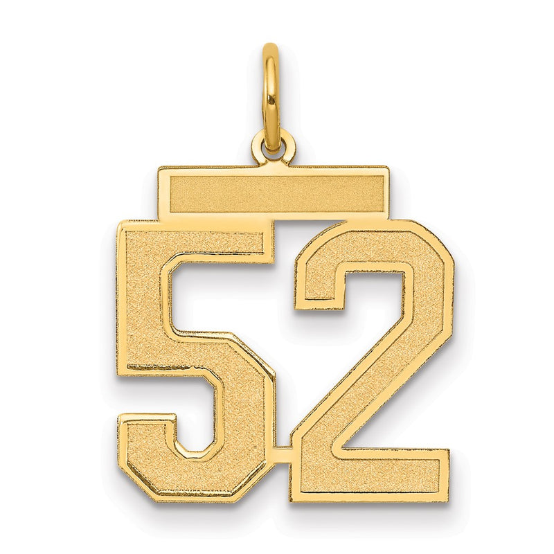 14K Yellow Gold Medium Satin Number 52 Charm