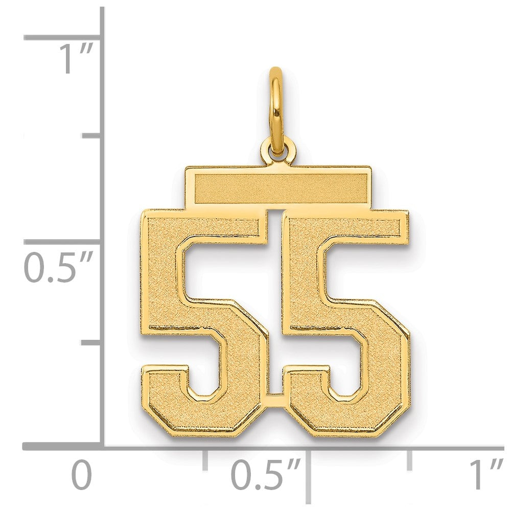 14K Yellow Gold Medium Satin Number 55 Charm