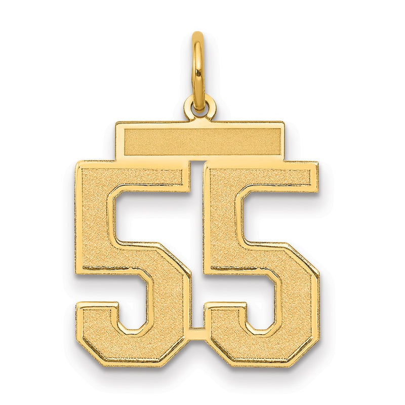 14K Yellow Gold Medium Satin Number 55 Charm