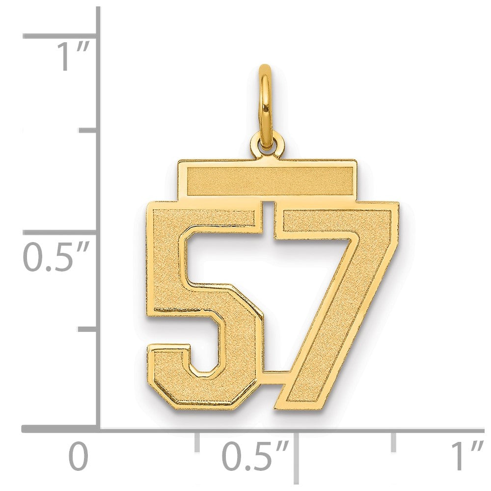 14K Yellow Gold Medium Satin Number 57 Charm
