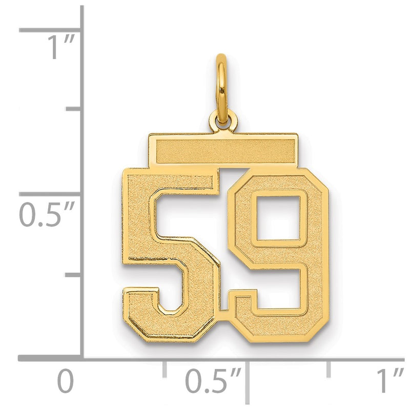 14K Yellow Gold Medium Satin Number 59 Charm