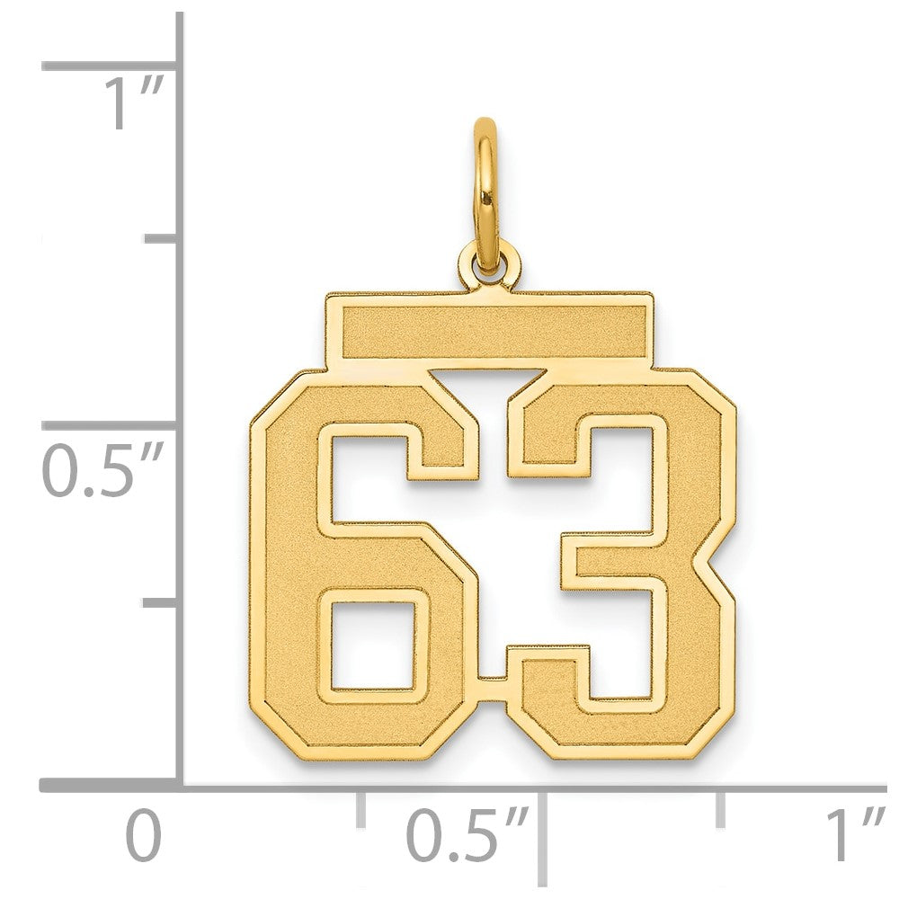 14K Yellow Gold Medium Satin Number 63 Charm