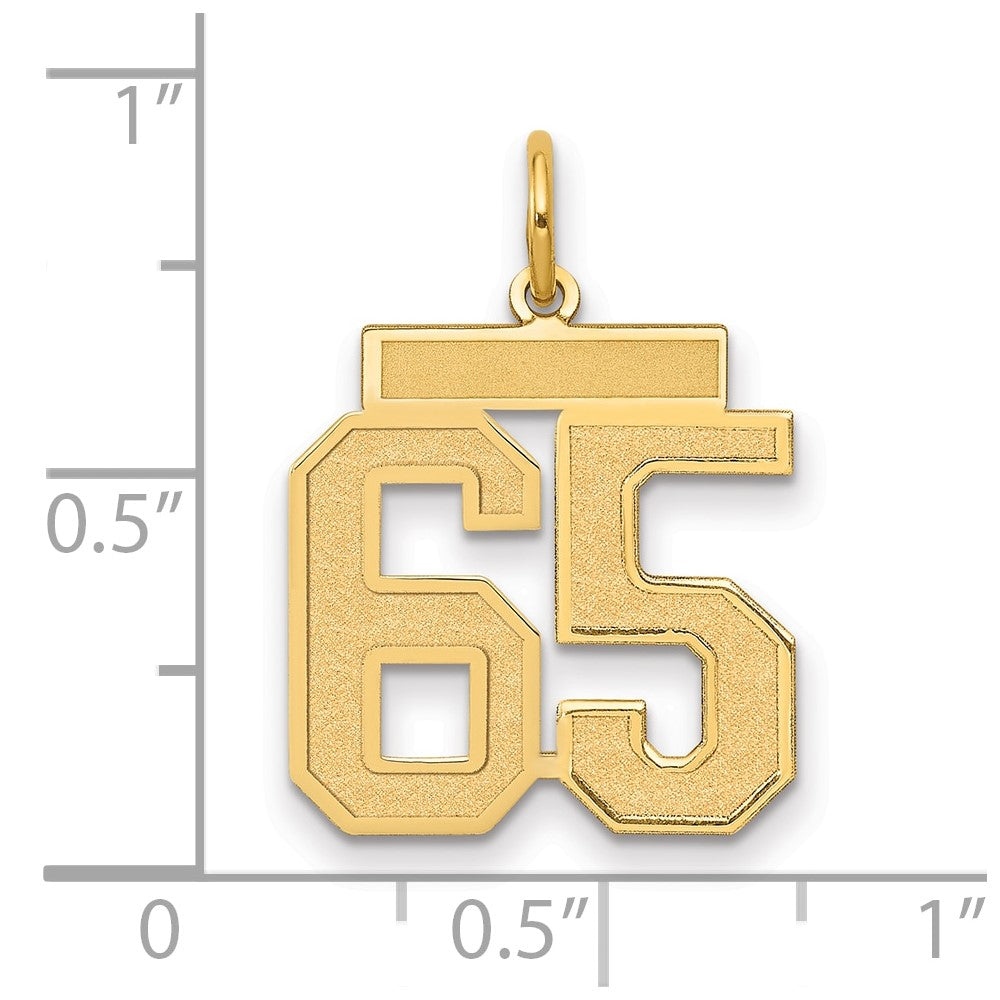 14K Yellow Gold Medium Satin Number 65 Charm
