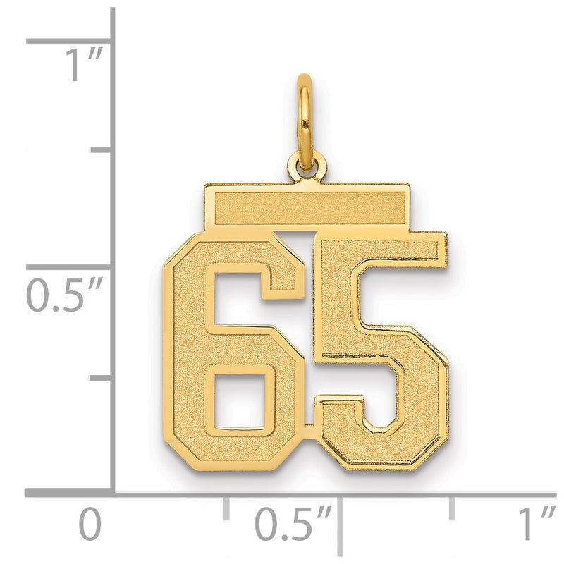 14K Yellow Gold Medium Satin Number 65 Charm