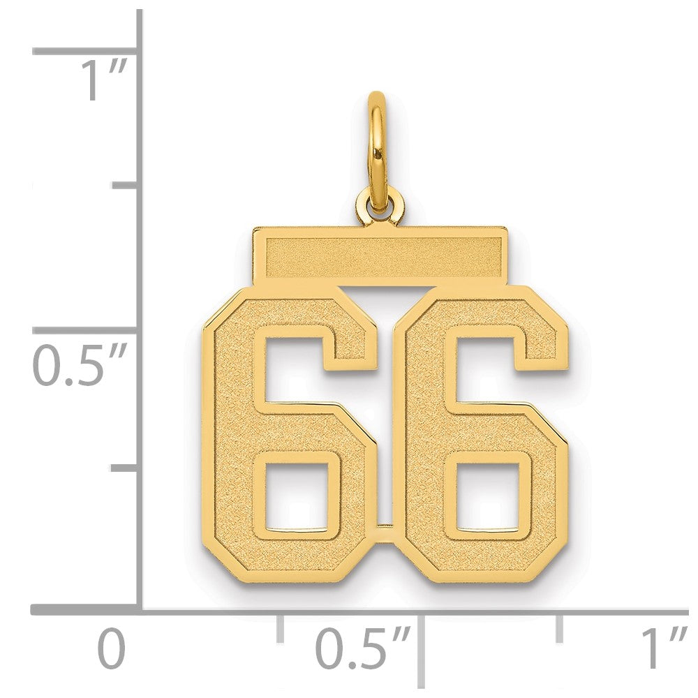 14k Yellow Gold 14k Medium Satin Number 66 Charm