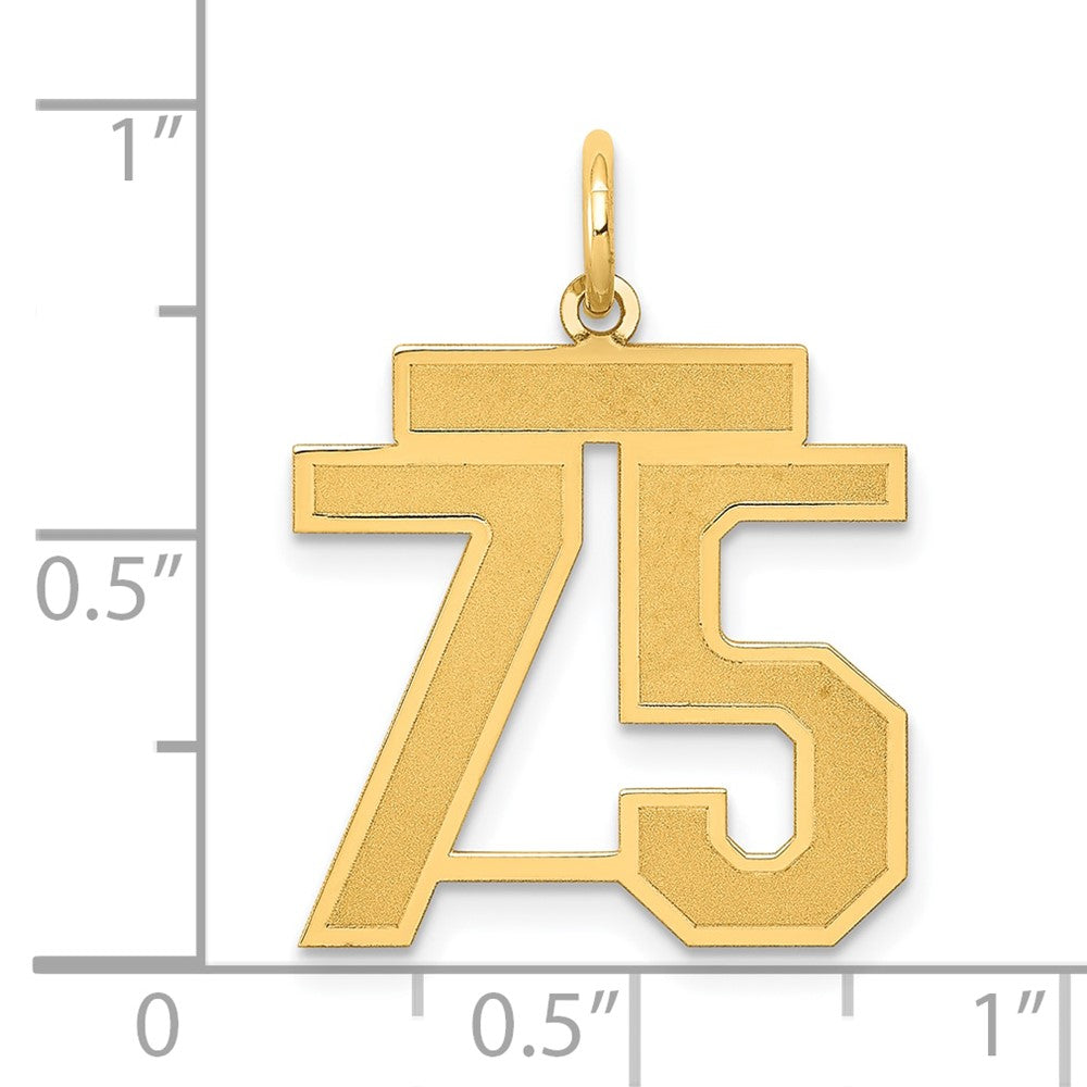 14k Yellow Gold 14k Medium Satin Number 75 Charm