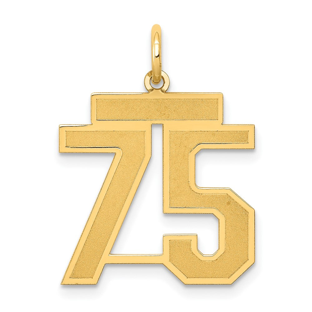 10K Yellow Gold Medium Satin Number 75 Charm