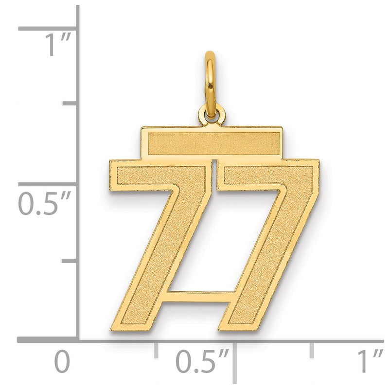 14K Yellow Gold Medium Satin Number 77 Charm