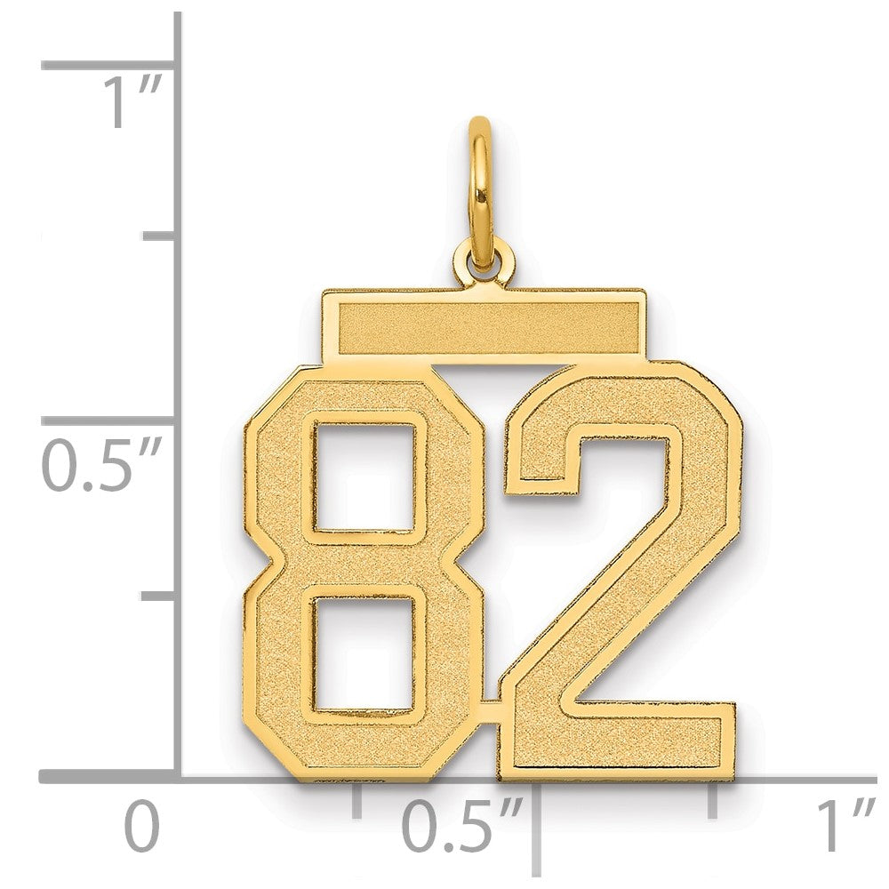 14K Yellow Gold Medium Satin Number 82 Charm