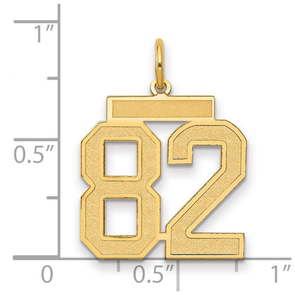 14K Yellow Gold Medium Satin Number 82 Charm