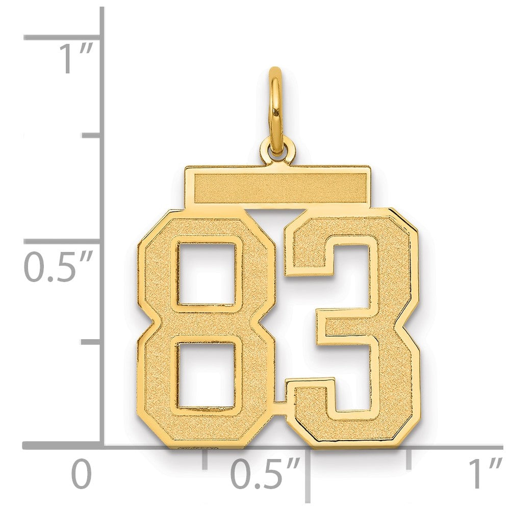 14K Yellow Gold Medium Satin Number 83 Charm
