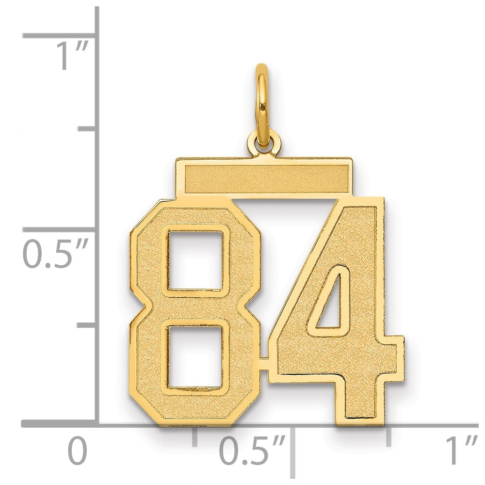 14K Yellow Gold Medium Satin Number 84 Charm