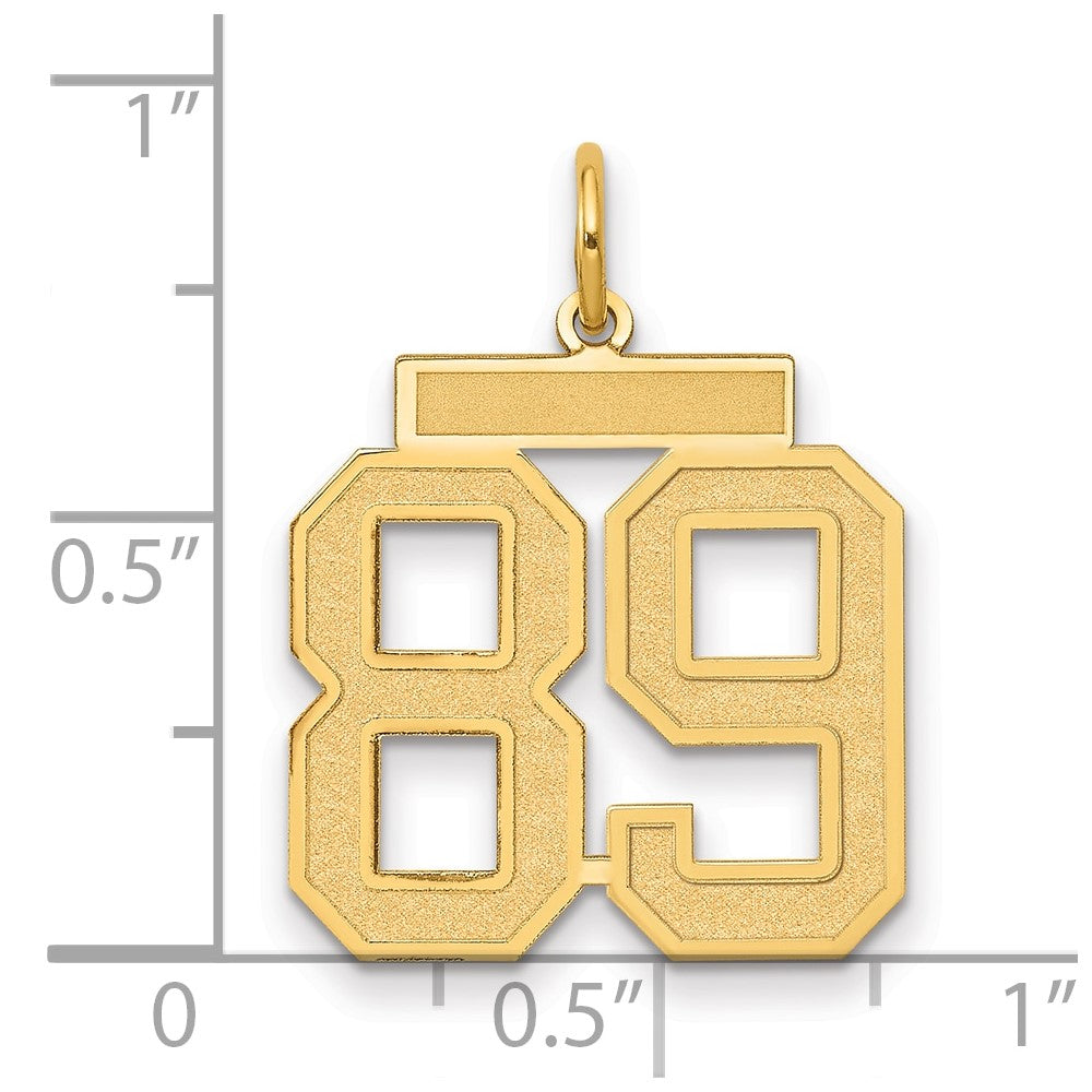 14K Yellow Gold Medium Satin Number 89 Charm