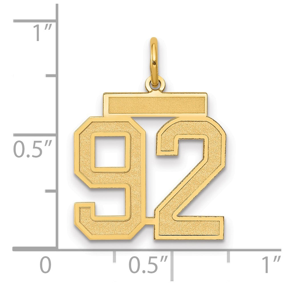 14k Yellow Gold 14k Medium Satin Number 92 Charm