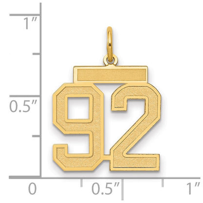 14k Yellow Gold 14k Medium Satin Number 92 Charm