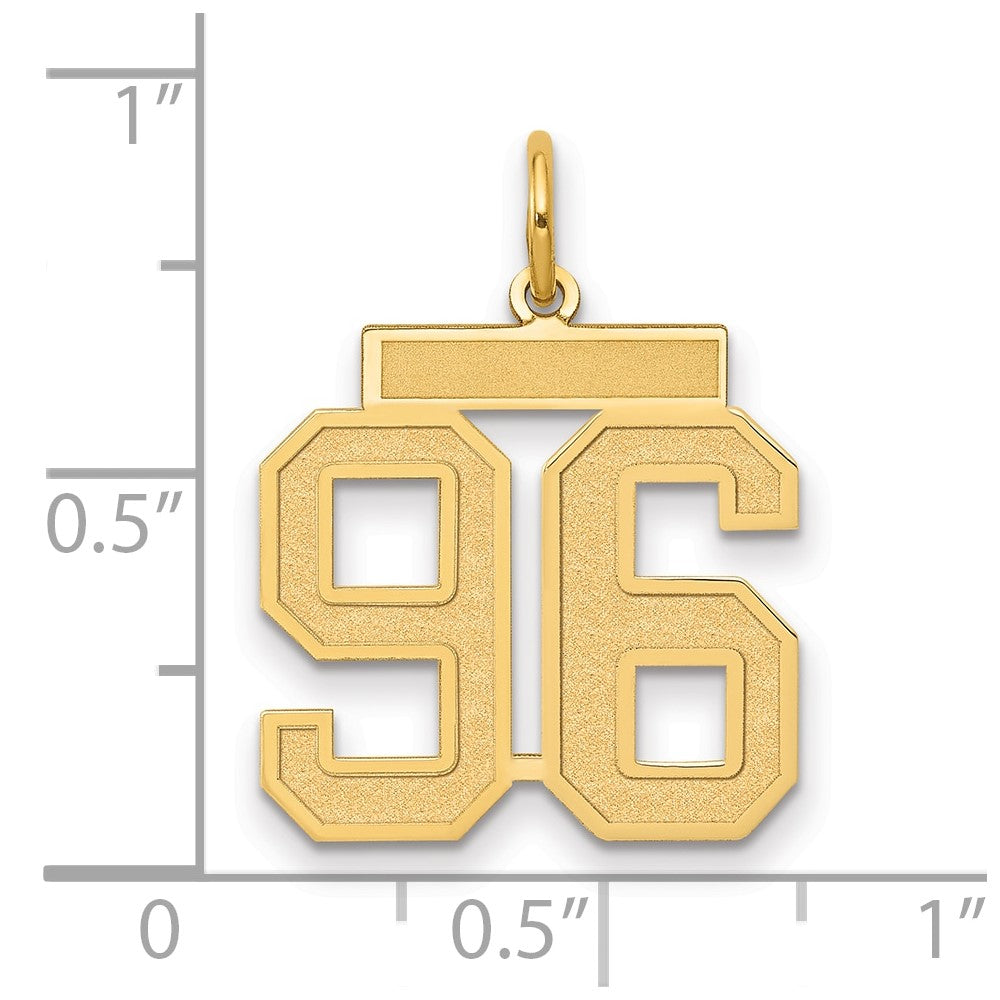 14K Yellow Gold Medium Satin Number 96 Charm