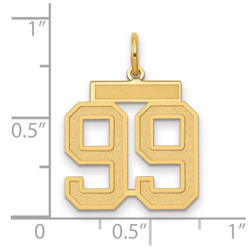 14K Yellow Gold Medium Satin Number 99 Charm
