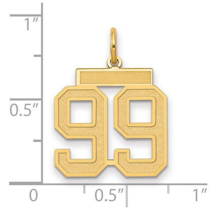 10K Yellow Gold Medium Satin Number 99 Charm