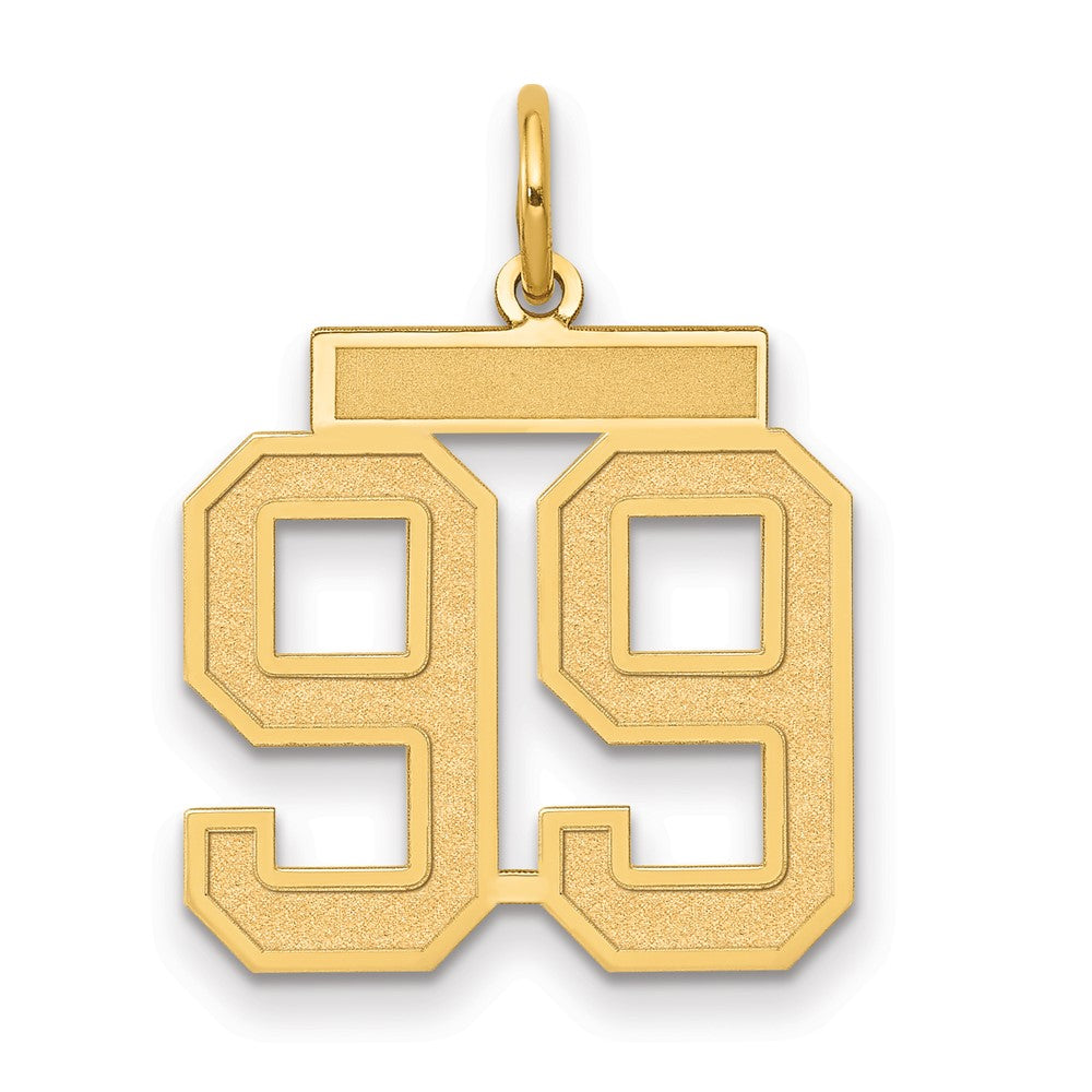 10K Yellow Gold Medium Satin Number 99 Charm