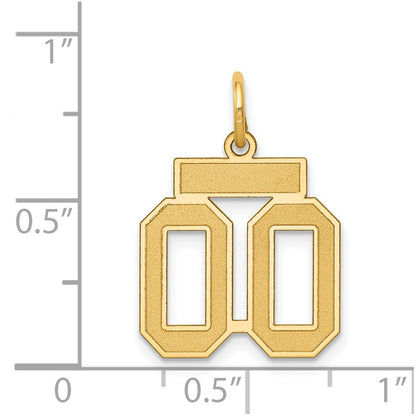 14K Yellow Gold Small Satin Number 00 Charm