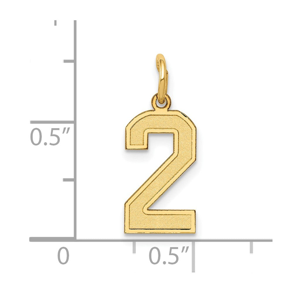14k Yellow Gold 14k Small Satin Number 2 Charm