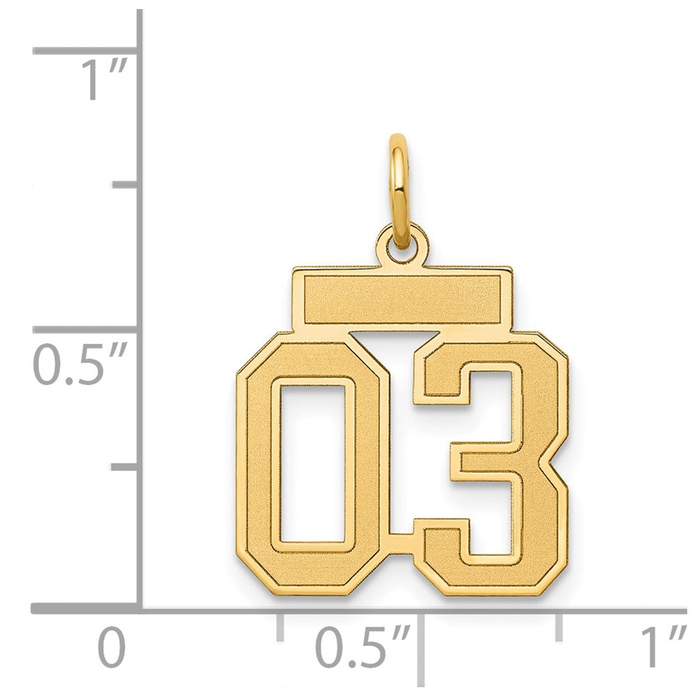 14K Yellow Gold Small Satin Number 3 Top