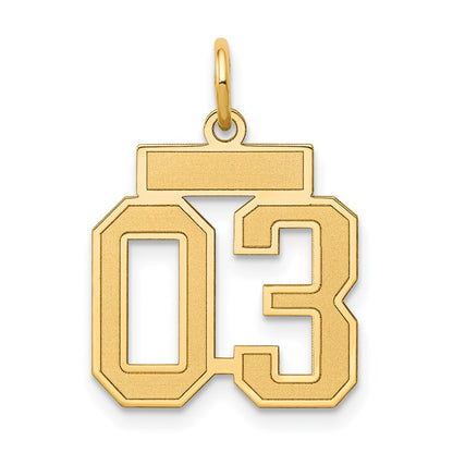 14K Yellow Gold Small Satin Number 3 Top