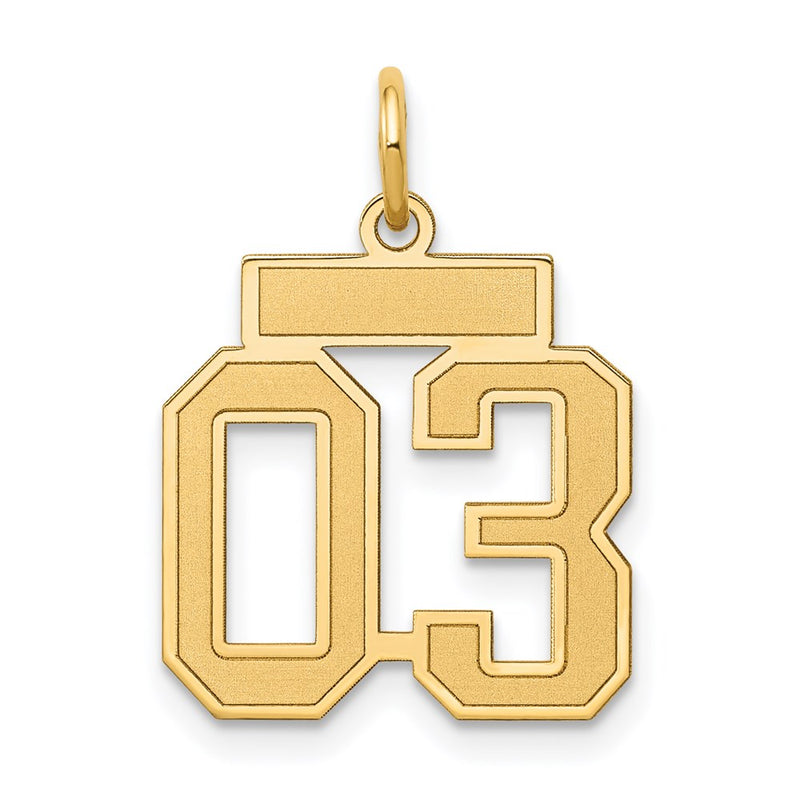 14K Yellow Gold Small Satin Number 3 Top