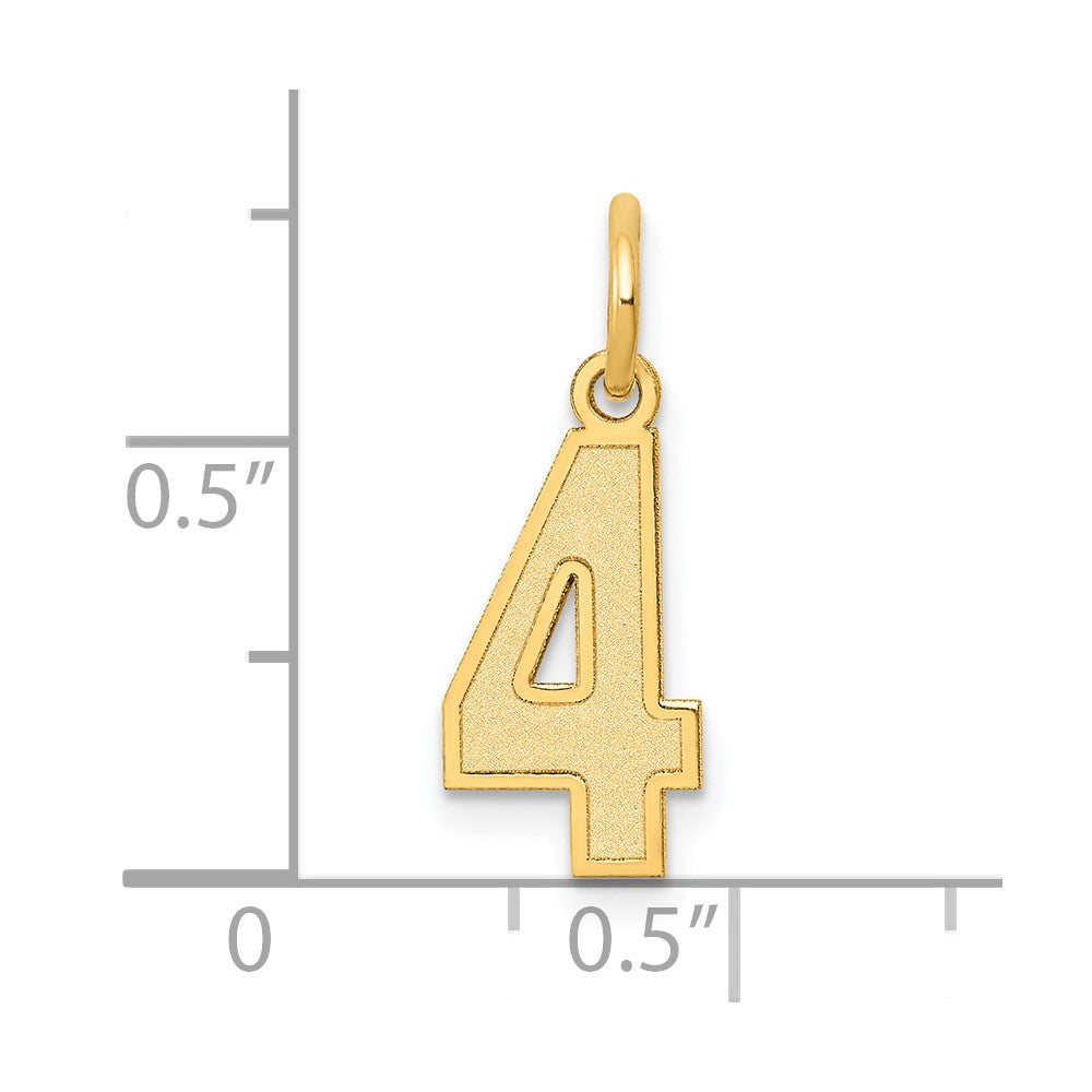 14k Yellow Gold 14k Small Satin Number 4 Charm