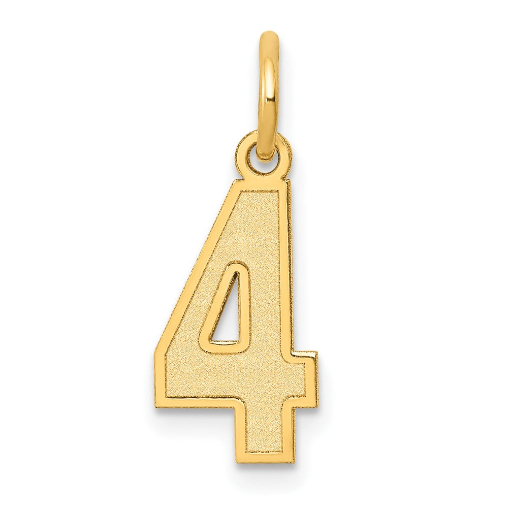 14k Yellow Gold 14k Small Satin Number 4 Charm