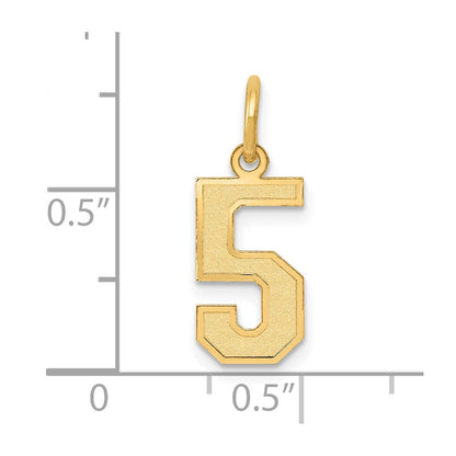 14k Yellow Gold 14k Small Satin Number 5 Charm
