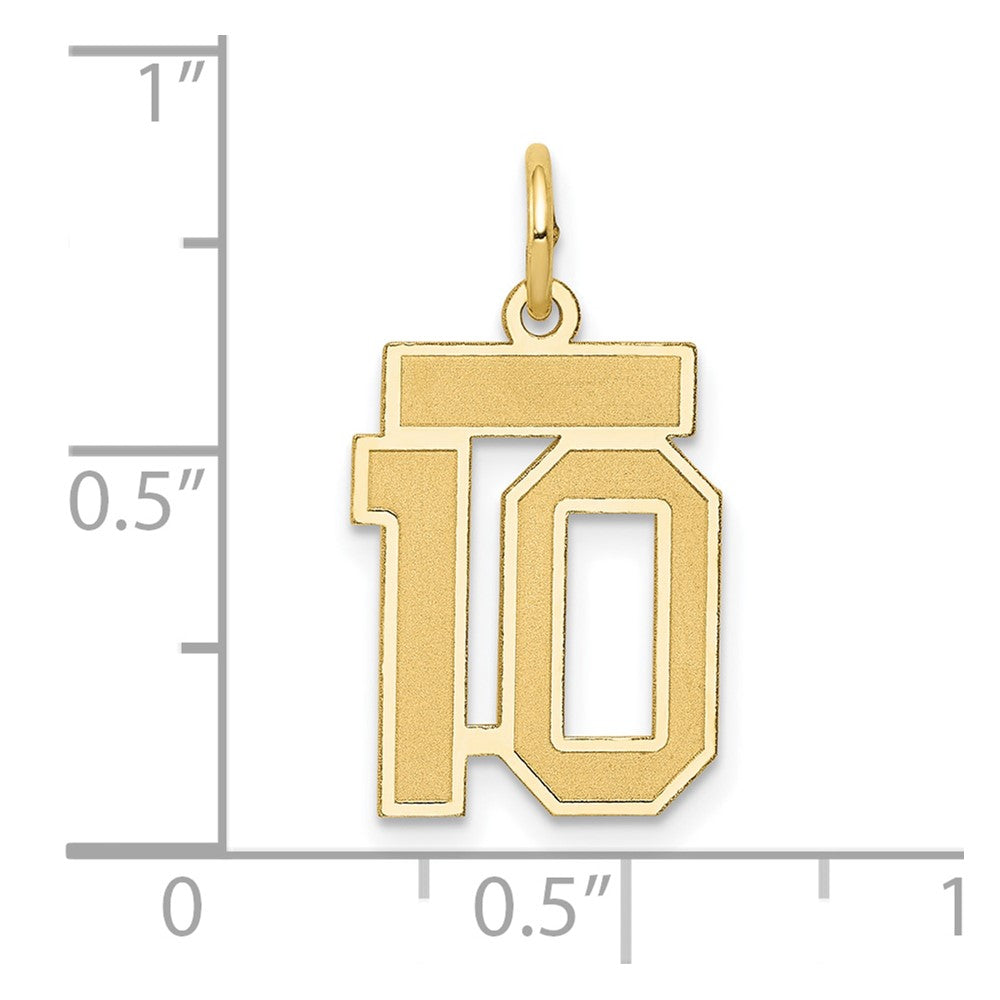 14k Yellow Gold 14k Small Satin Number 10 Charm