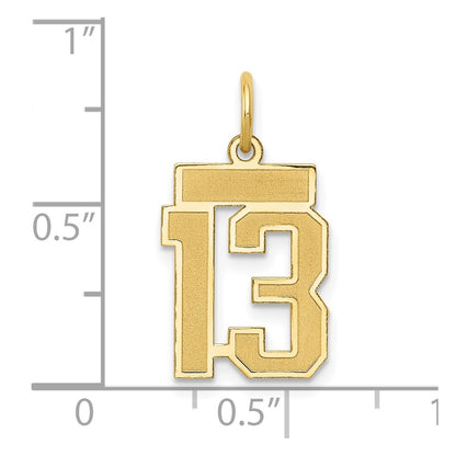 14k Yellow Gold 14k Small Satin Number 13 Charm