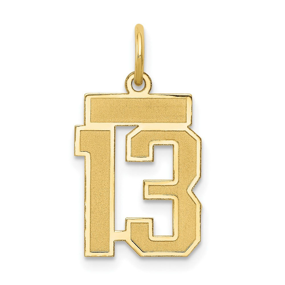 14k Yellow Gold 14k Small Satin Number 13 Charm