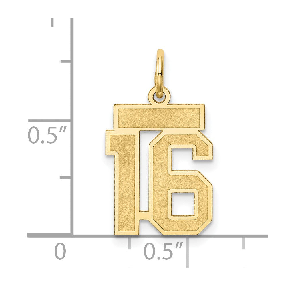 14k Yellow Gold 14k Small Satin Number 16 Charm