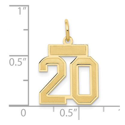10K Yellow Gold Small Satin Number 20 Charm