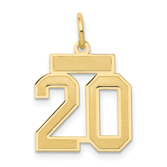 10K Yellow Gold Small Satin Number 20 Charm