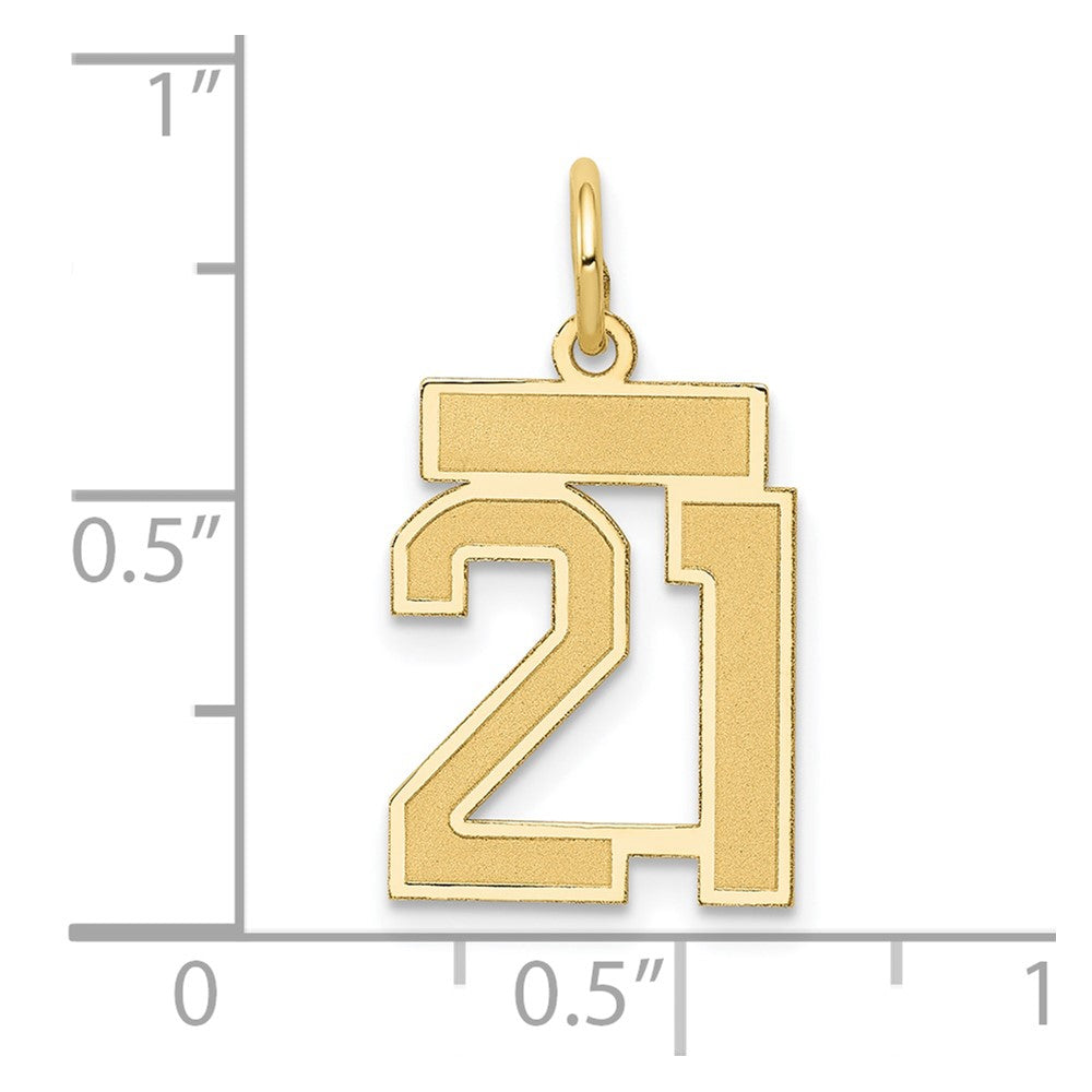 14k Yellow Gold 14k Small Satin Number 21 Charm