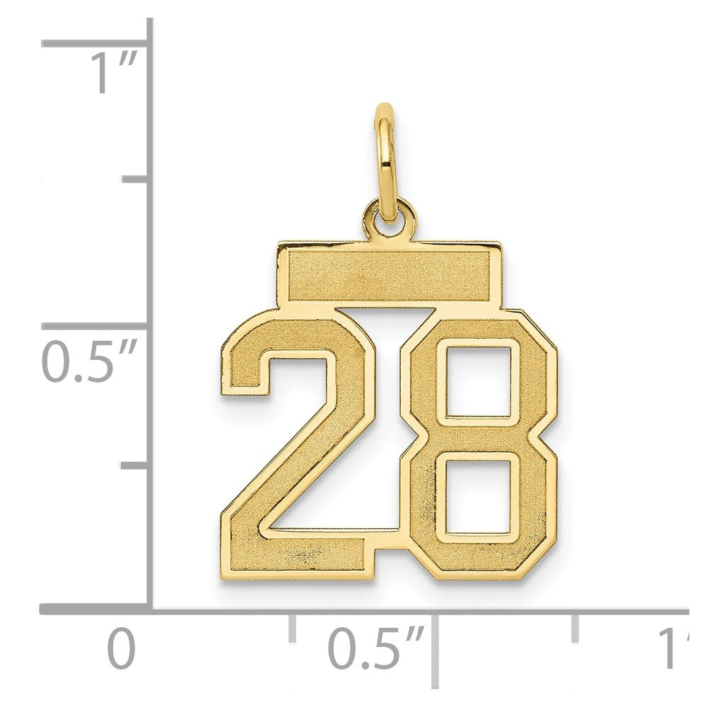 14k Yellow Gold 14k Small Satin Number 28 Charm