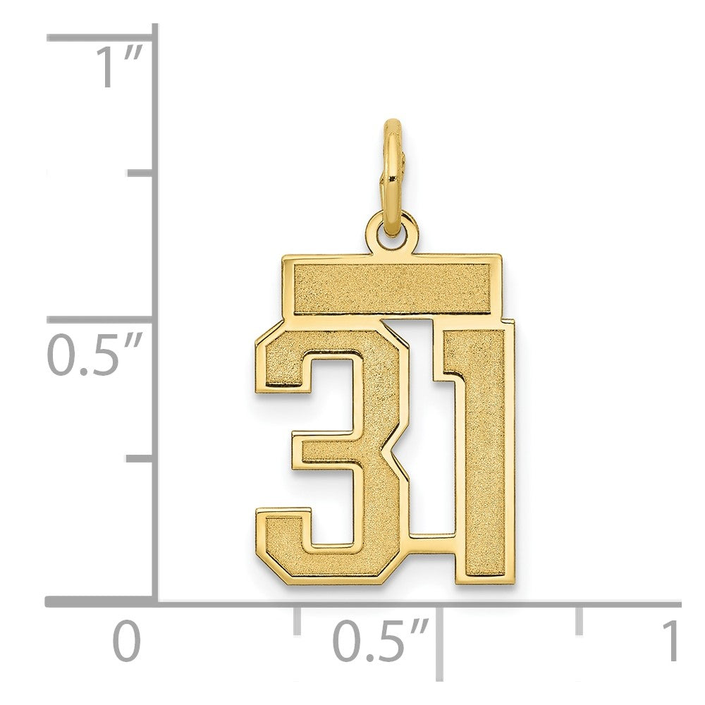 10K Yellow Gold Small Satin Number 31 Charm