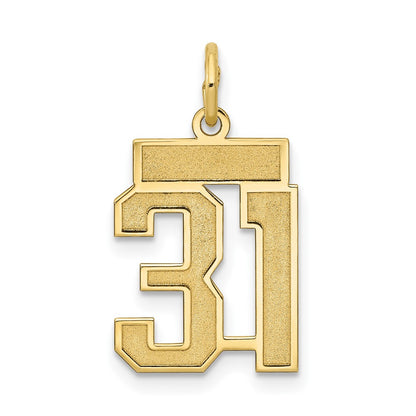 10K Yellow Gold Small Satin Number 31 Charm