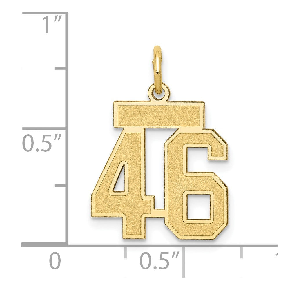 14K Yellow Gold Small Satin Number 46 Charm