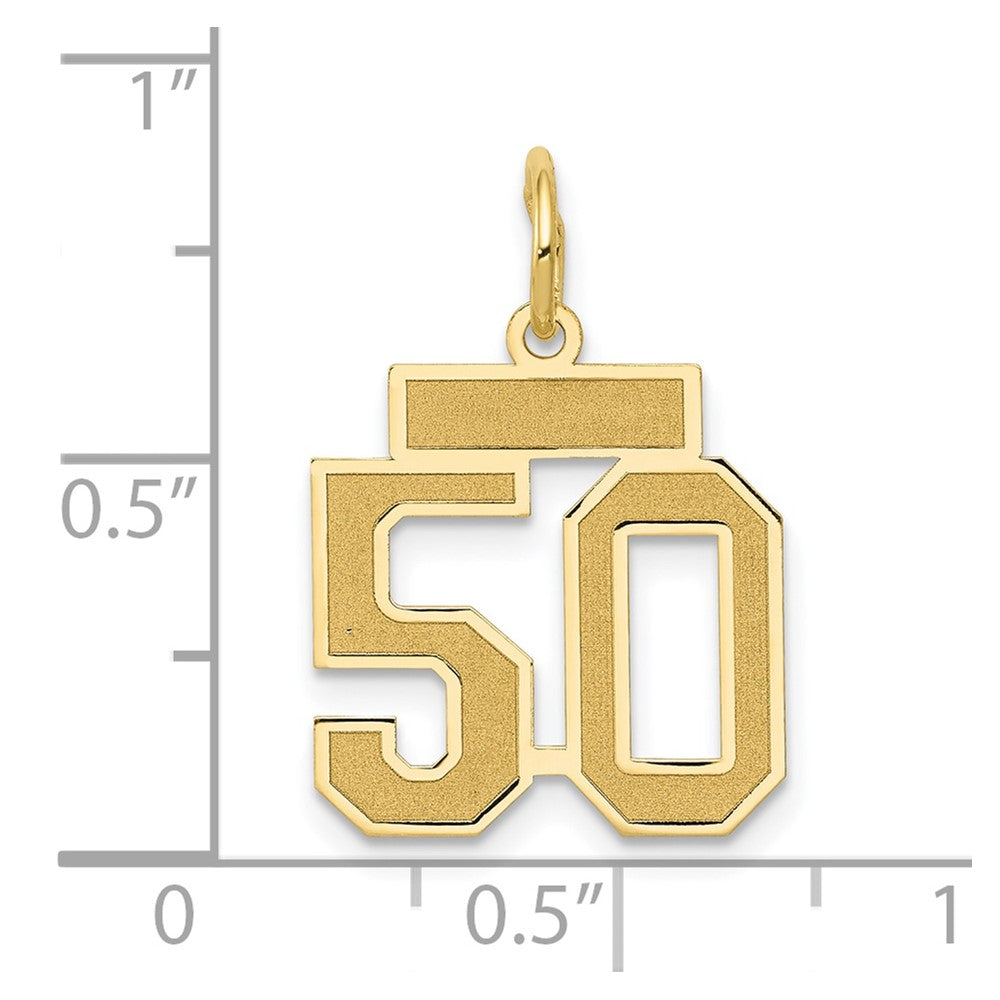 14K Yellow Gold Small Satin Number 50 Charm