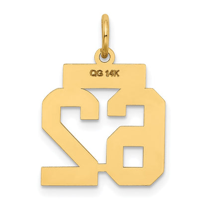 14K Yellow Gold Small Satin Number 62 Charm