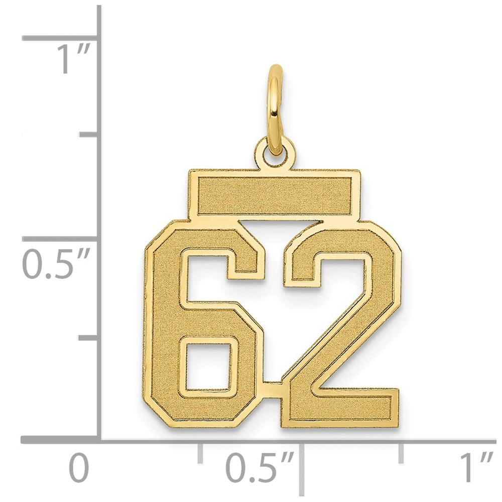 14K Yellow Gold Small Satin Number 62 Charm