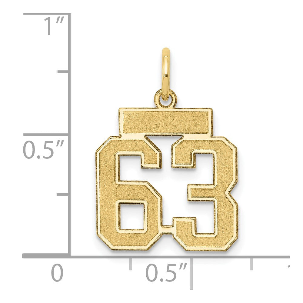 14K Yellow Gold Small Satin Number 63 Charm