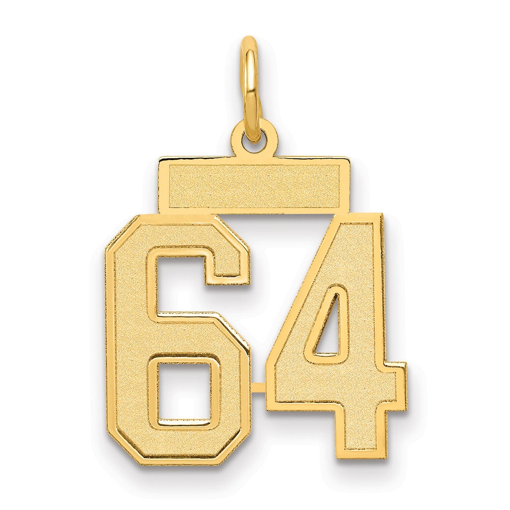 10K Yellow Gold Small Satin Number 64 Charm