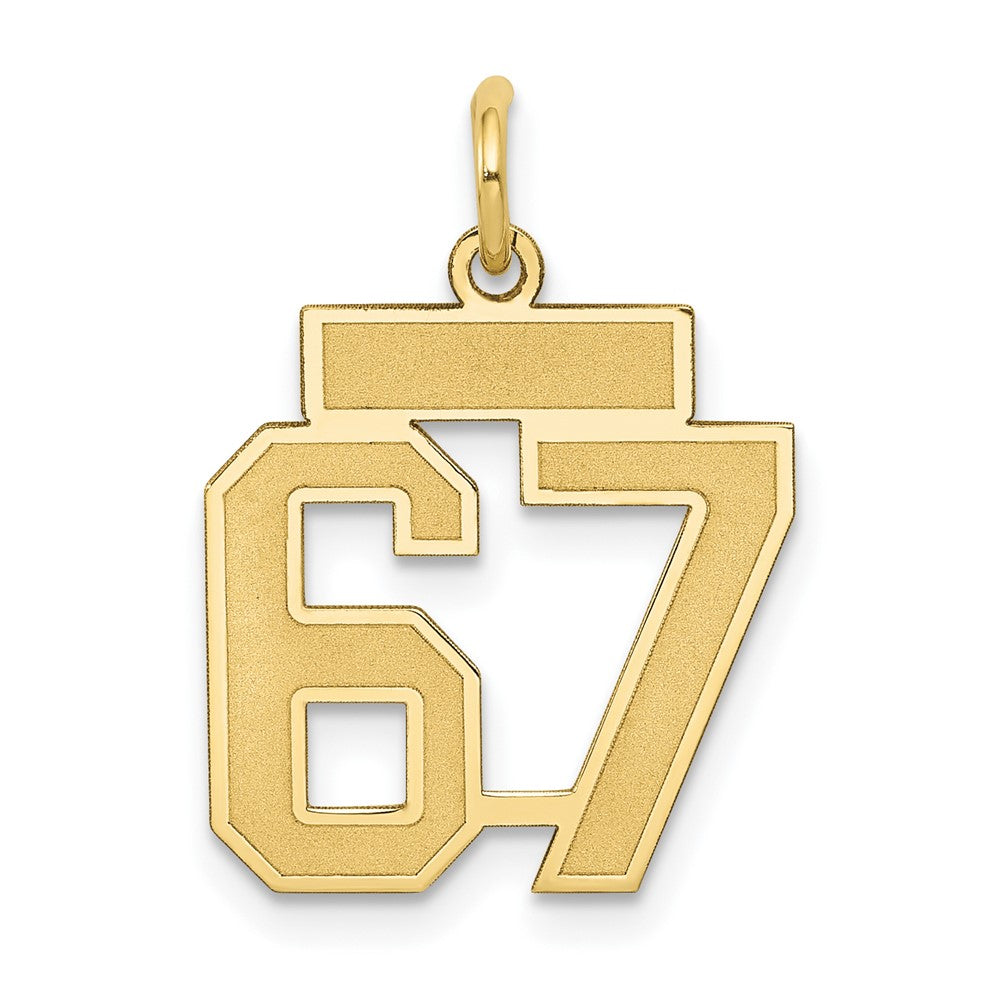 14K Yellow Gold Small Satin Number 67 Charm
