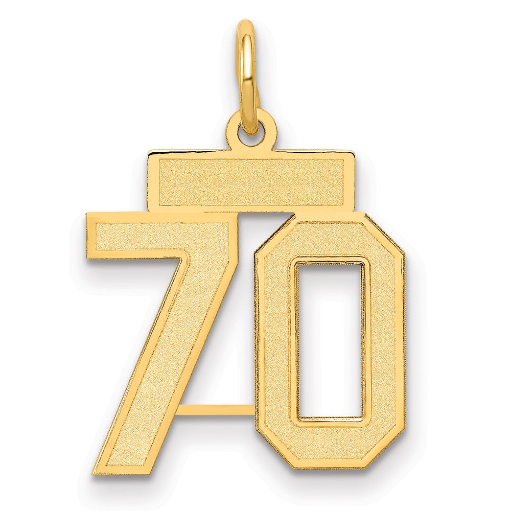 10K Yellow Gold Small Satin Number 70 Charm